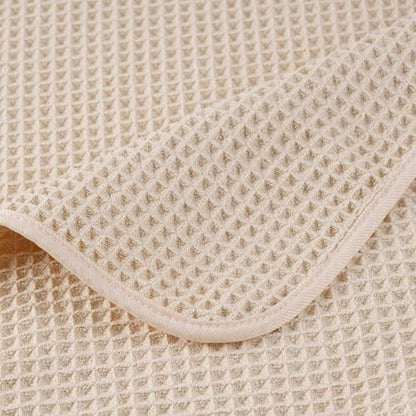 POLYTE 430 GSM Poly Blend Microfiber Waffle Bath Sheet XL Set, 35x70 in | 2 Pack, Oversize, Lint Free, Quick Dry - color: Light Beige, size: 35 x 70 in