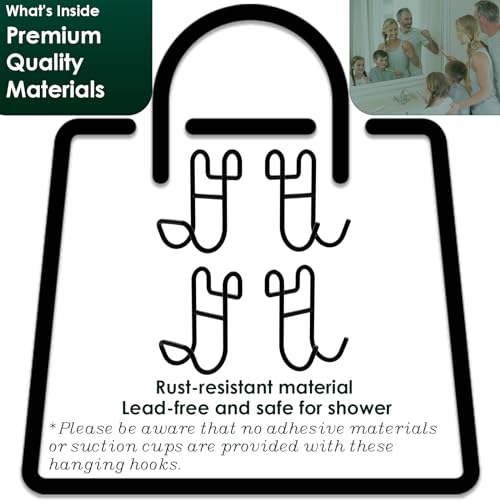 Shower Caddy Hooks, Razor Hanger for Shelf and Loofah (Black - 2 Closed 2 Open) - color: Black - 2 Closed 2 Open