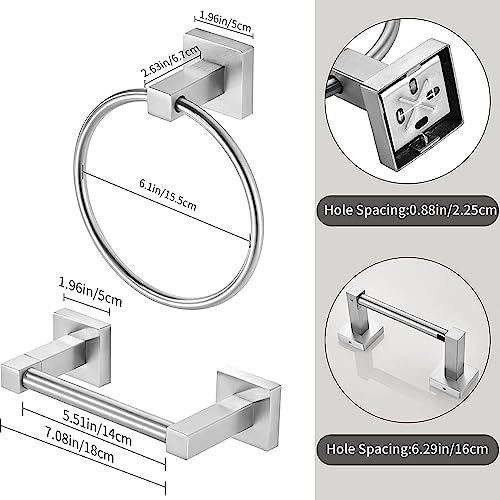 WOLIBEER Brushed Nickel Toilet Paper Holder Towel Ring,Bathroom Hand Towel Holder Toilet Roll Holder Wall Mounted,Modern Bath Hardware Set Stainless Steel 2 Pieces - color: Brushed Nickel