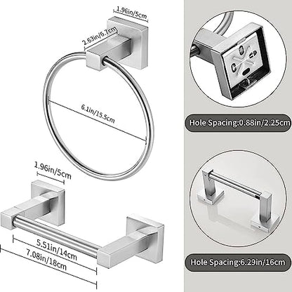 WOLIBEER Brushed Nickel Toilet Paper Holder Towel Ring,Bathroom Hand Towel Holder Toilet Roll Holder Wall Mounted,Modern Bath Hardware Set Stainless Steel 2 Pieces - color: Brushed Nickel