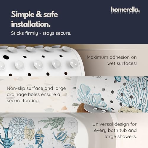 homerella Bathtub Mat Non Slip Kids 40x16 Baby Bath Mat Non Slip Anti Mold | 100% BPA Free, Non Toxic, Mildew Resistant, Machine Washable, Extra Long Kids Bath Mat for Tub Non Slip, Toddler Bath Mat - color: Neutrals Reef, size: 40" x 16" (Rectangular)