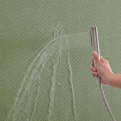 eachope Waterproof Fabric Shower Curtain,No Liner Needed,TPU Laminated Polyester Shower Curtain,Chevron Striped Design with Weighted Magnets and Metal Grommets,72Wx 72H,Sage Green - color: Sage Green, size: 72"W x 72"L (Pack of 1)