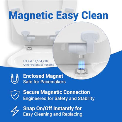 Pro Elite Heavy-Duty Wood Toilet Seat, Round, White | Magnetic Quick-Release, Easy-Clean and Change, HushMotion Soft Close, StainShield High-Gloss Finish, Arch-Tite Secure Fit - color: White, size: Round