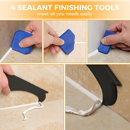 Saker Silicone Caulking Tool 3-in-1 Grout Removal Tool Kit Black Blue | Grout Remove Scraper Caulk Remover Glass Glue Angle Scraper for Bathroom,Kitchen,Floor,Window,Sink Joint,Frames Seal - style: Classic with Scraper