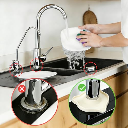 Compact Silicone Kitchen Sink Faucet Splash Proof Mat, Tap Water Diversion Splash Guard Drain Pad(White,2PCS) - color: Whitex2