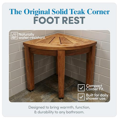AquaTeak Kai OptiAREA 12" Teak Foot Rest | Durable, Water-Resistant Teak, Shower Chair & Shaving Foot Rest, Indoor/Outdoor Use