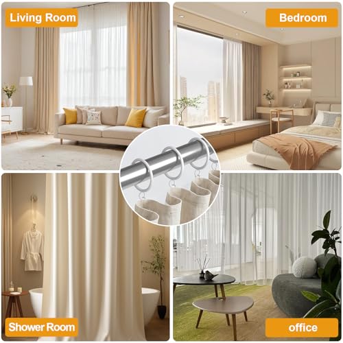 42 PCS Curtain Rings, 1.5 Inch Metal Curtain Drape Sliding Eyelet Rings-Hanging Rings for Curtains and Rods, Fits Up to 1 1/4-Inch Rod, White(Clips Not Included) - color: White