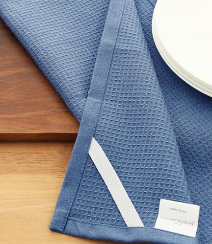 Waffle Weave Kitchen Towel, 100% Cotton - 15x25 Inches with Hanging Loop, Ultra Soft Absorbent Quick Drying Dish Cloth, Tea and Hand Towels, 4 Pack - Spring Easter Summer - Smoky Grey - color: Smoky Blue, size: 15 x 25 - 4 Pack