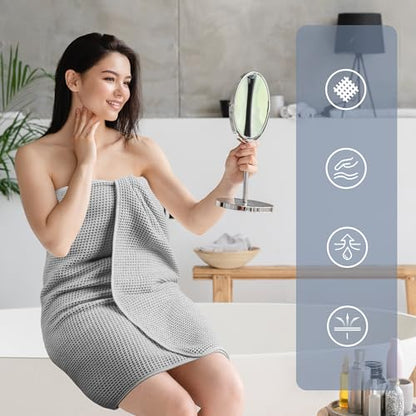 POLYTE 430 GSM Poly Blend Microfiber Quick Dry Waffle Bath Towel, 30x60 in | 4 Pack, Oversize, Lint Free, Body Towel - color: Light Gray