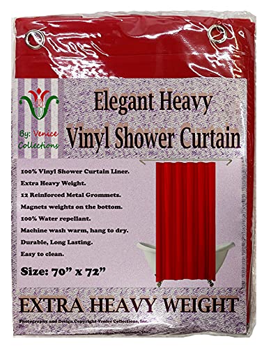 Elegant Heavy Duty Vinyl Shower Curtain Liner with 12 Metal Grommets Red - color: Red
