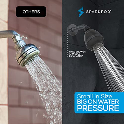 SparkPod High Pressure Shower Head, 3 Inch Fixed Showerhead, Black Matte | Rain, Pulsating & Combo Modes, Helps Boosts Low Water Pressure, Anti-Clog Nozzles, Easy Install - color: 3. Midnight Black Matte