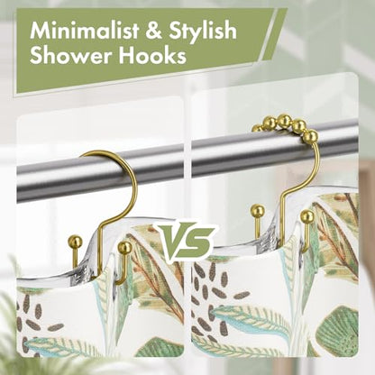 Gold Shower Curtain Hooks, 12PCS Rust-Resistant Metal Double Shower Curtain Rings for Curtain Rolling Shower Hooks, Shower Rings for Bathroom Shower Curtain Rod - color: Gold, style: Modern - Double Hooks