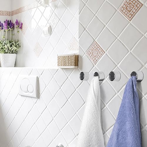 4-Pack Round Adhesive Towel Hooks for Kitchen & Bathroom – No-Drill Push Towel Holder for Hand Towels, Dish Towels, Tea – Self Adhesive Wall Hooks, Black