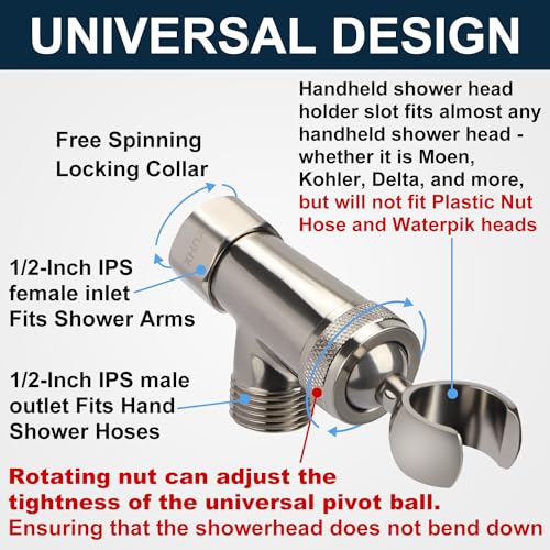 All Metal Shower Head Holder - Adjustable Showerhead Holder for Handheld | Solid Brass Shower arm Bracket, Hand held Shower Arm Mount, Brushed Nickel - style: B-Style Brushed