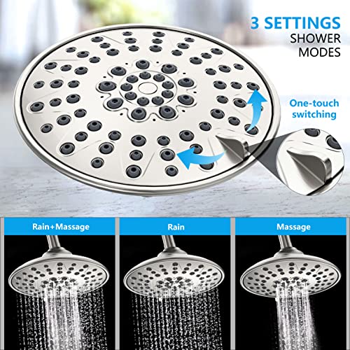 EMBATHER 8'' Shower System with Handheld & Trim Kit, Brushed Nickel | 2-IN-1 Shower Faucet Set, 3-Mode Shower Head, 8-Setting Handheld Spray, Pressure-balanced Valve & Trim Kit - color: Brushed Nickel, size: 8 Inch