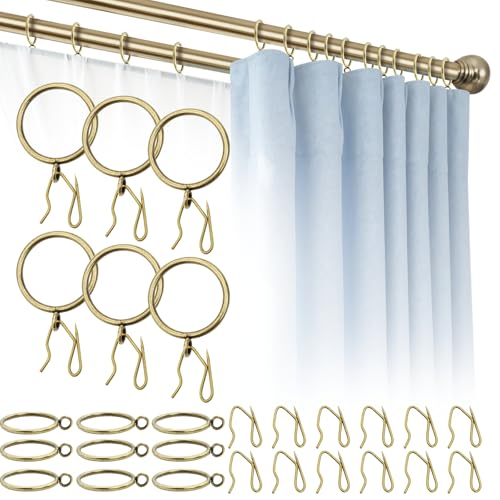 80 Pcs Curtain Rings and Hooks 1.52 Inch - Stainless Steel Shower Curtain Rings and Hooks with Eyelets for Curtains Rods and Bathroom Shower Rods, Bronze - color: Bronze