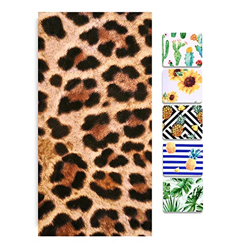 LIVILAN Oversized Leopard Beach Towel Cheetah Blanket for Women Girls, Thin Lightweight Microfiber Sand Free Quick Dry Towel, 30”X60” Pool Bath Yoga Shower Cheetah Gifts - color: Yellow Leopard Beach Towel, size: 60.00" x 30.00"