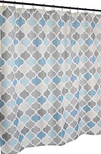 Blue Fabric Shower Curtain Modern Geometrical Blue Gray for Bathroom 72x72 | Elegant Boho Luxury Hotel Modern Muted Tones of Blue and Grey White Moroccan Trellis Cloth Farmhouse Design for men and women - color: Grey / Blue