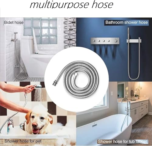 118 Inches Shower Hose,Bidet Hose,Chrome | 304 Stainless Steel, Handheld Shower Hose, G1/2 Thread Interface (0.8" or 20mm) - color: Chrome 1