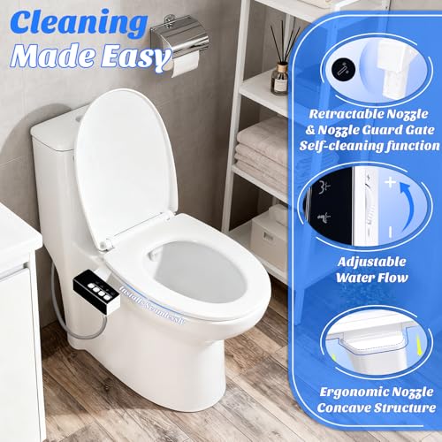 Bidet Attachment for Toilet,Non-Electric Bidet Attachments with Independent Adjustable Water Pressure,Retractable Self-Cleaning Nozzles for Feminine and Rear Washing-Black - color: A3-Bidet Attachment