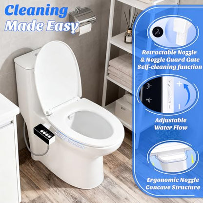 Bidet Attachment for Toilet,Non-Electric Bidet Attachments with Independent Adjustable Water Pressure,Retractable Self-Cleaning Nozzles for Feminine and Rear Washing-Black - color: A3-Bidet Attachment