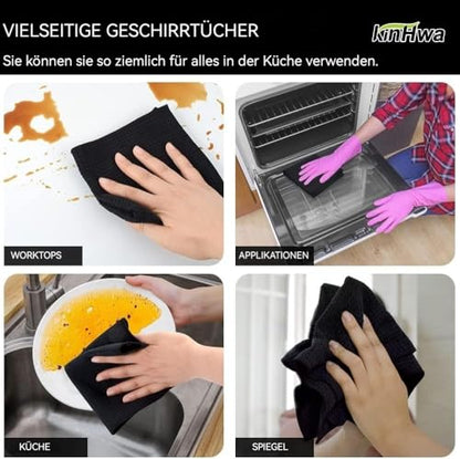 Waffle Microfiber Dish Cloths Black Kitchen Towels, Cleaning Cloth | Quick Dry Absorbent Dish Rags Dishcloths Barista Towels 12x12 Inch 6 Pack - color: Black, size: 12in x 12in 6 Pack
