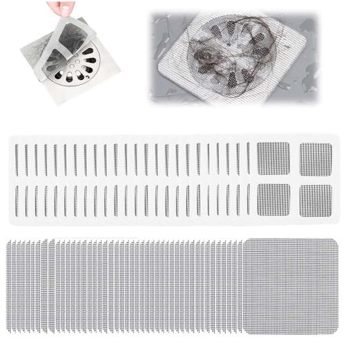 2026 New Disposable Shower Drain Hair Catcher - Square Screen Bathroom Floor Drain Protector (100pcs) - color: 100pcs