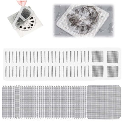 2026 New Disposable Shower Drain Hair Catcher - Square Screen Bathroom Floor Drain Protector (100pcs) - color: 100pcs