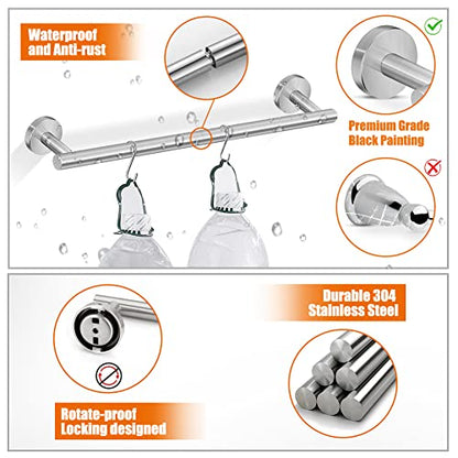 Tudoccy 5-Pieces Bathroom Hardware Set Brushed Nickel SUS304 Stainless Steel Round Wall Mounted - Includes 24" Hand Towel Bar, Toilet Paper Holder, 3 Robe Towel Hooks, Bathroom Accessories Kit | Includes hand towel bar, toilet paper holder, 3 robe hooks;