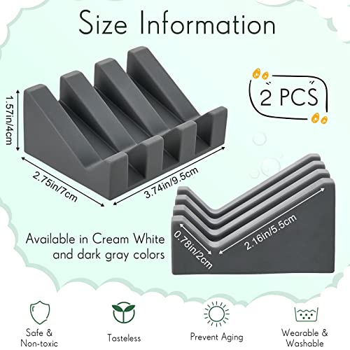 2 Pieces Silicone Soap Dish Self Draining Soap Dish Shower Waterfall Bar Soap Holder Tray with Drain Soap Saver for Kitchen Bathroom Accessories (Dark Grey,Cream White) - color: Dark Grey, Cream White