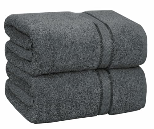 COTTON CRAFT Ultra Soft Bath Sheet - 2 Pack 100% Ringspun Cotton Towels | Oversized 35x70 inch Charcoal Bath Sheet Towel - Absorbent 580 GSM Quick Dry Everyday Luxurious Hotel Quality Bathroom Towels - color: Charcoal, size: 2 Pack Bath Sheet