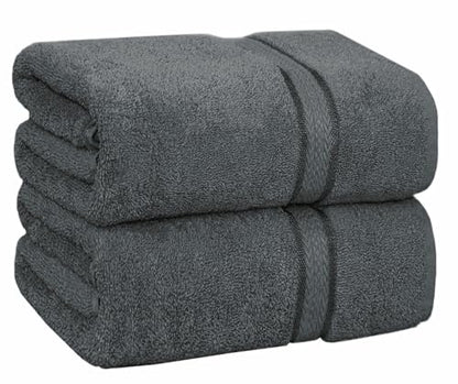 COTTON CRAFT Ultra Soft Bath Sheet - 2 Pack 100% Ringspun Cotton Towels | Oversized 35x70 inch Charcoal Bath Sheet Towel - Absorbent 580 GSM Quick Dry Everyday Luxurious Hotel Quality Bathroom Towels - color: Charcoal, size: 2 Pack Bath Sheet
