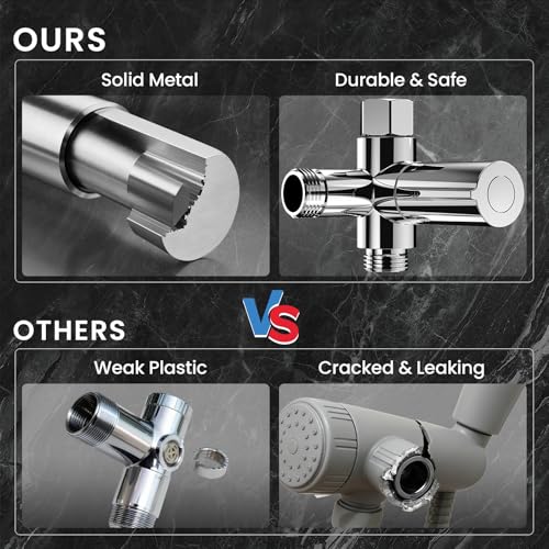 Veken Multi-Function Rain Shower Head with Handheld, High Pressure, Square | Rainfall Showerhead, Dual Shower Heads Combo, 5-mode Detachable Hand Held Spray with Hose, regaderas para shower, Chrome - color: Chrome