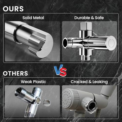 Veken Multi-Function Rain Shower Head with Handheld, High Pressure, Square | Rainfall Showerhead, Dual Shower Heads Combo, 5-mode Detachable Hand Held Spray with Hose, regaderas para shower, Chrome - color: Chrome