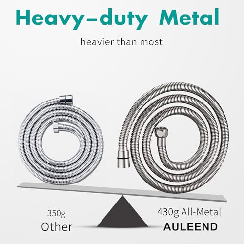 AULEEND，78 inch，encrypted shower hose 304 stainless steel metal - Extra long shower hose -（Universal Connection G 1/2" x 1/2")（Matte Black） - color: Black, size: 78 inch