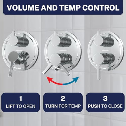 HammerHead Showers Solid Metal Shower Valve and Trim Kit, Two-Handle Volume and Temperature Control with Integrated Diverter, Pressure Balance Rough-In Valve Included, Chrome - color: Chrome