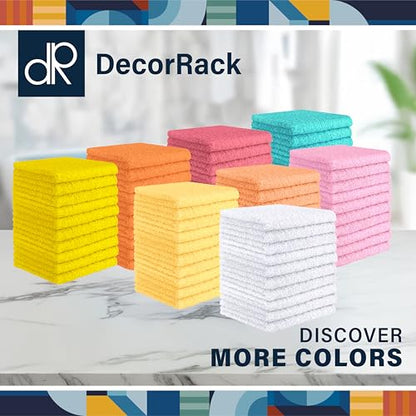 DecorRack 100% Cotton Washcloths 12x12 in, White (10 Pack) - color: White