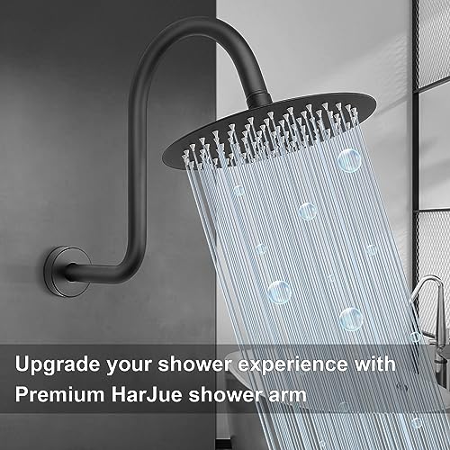 S Shaped Shower Arm, High Rise Shower Head Extension Pipe Standard 1/2" Connection with Flange, Awesome Shower Experience-Stainless Steel Bathroom Accessory(13 Inch 2-S Shape, Matte Black) - color: Matte Black, style: 13" 2 Shape