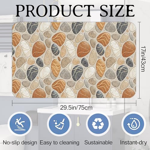 Elightvap Abstract Pebbles Stone Print Bathroom Mat Quick Drying Non Slip Bath Mats Absorbent,Bath Mat Quick Dry Bathroom Rug in Front of The Kitchen Sink, Shower Room, Bathtub,17 * 29.5 Inches - color: Abstract Pebbles Stone Print