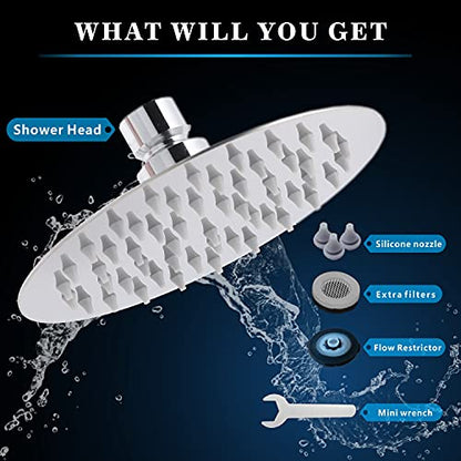 Voolan High Pressure Rain Shower Head - Rainfall Shower head Made of 304 Stainless Steel - Comfortable Shower Experience Even at Low Water Flow (6 Inch, Chrome) - color: Chrome, size: 6 Inch