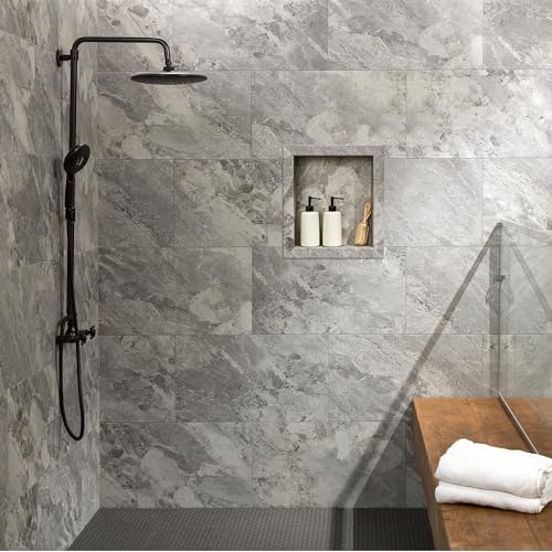 Palisade 17.5 in x 15.5 in Vinyl Shower Niche Silver Lake | Waterproof Shower Insert - color: Silver Lake