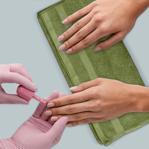 Avalon Towels Wash Cloths 12 Pack Moss 100% Cotton Washcloths 12x12 Face Towels, Wash Rags, Facial Towel, fingertip Towel for Bathroom, Moss Washcloth - color: Moss