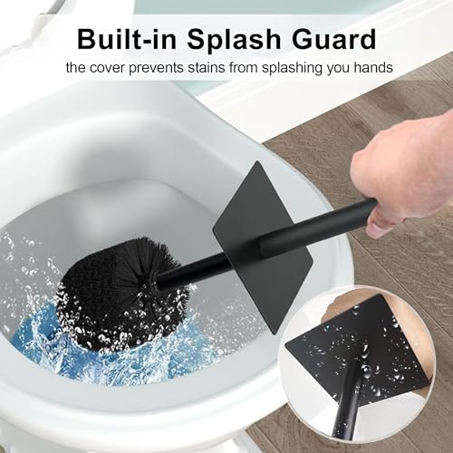 Black Line Design Resin Toilet Bowl Holder and Brush Set, Stylish Bathroom Cleaning Tool with Durable Bristles, Compact and Functional - style: Black Lined
