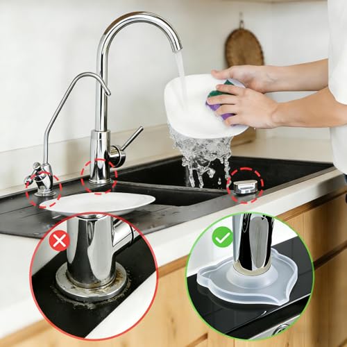 Compact Silicone Kitchen Sink Faucet Splash Proof Mat, Tap Water Diversion Splash Guard Drain Pad(Clear,2PCS) - color: Clearx2