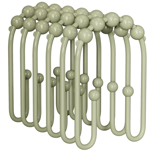 AmazerBath Sage Green Shower Curtain Hooks - Rust Proof Non-Slip Double Hooks for Curtains, Sturdy Metal Rings 12Pcs - color: Sage Green, style: Modern