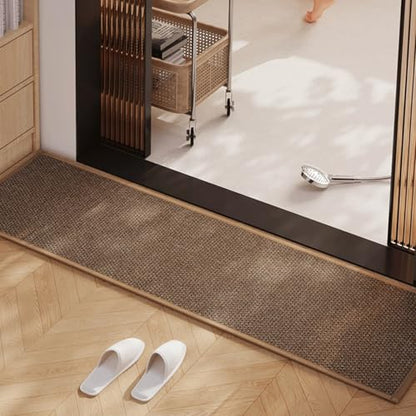 15'' Wide Long Bath Runner Mat, Super Absorbent Non-Slip Bathroom Rug, 59'' (Black/Brown, 15''X59'') - color: Black/Brown, size: 1'3" x 4'11" (Rectangular)