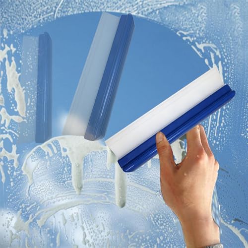 2pack 12inch Car Drying Squeegee Water Blade Universal Quick Drying Squeegee Wiper Flexible T-Bar Water Blade Silicone Squeegee for Car,Glass,Windshield,Bathroom Blue Handle - color: Blue