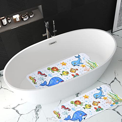 Baby Bath Mat for Tub Kids Non Slip Bathtub Mats Baby Extra Long 40X16 Inch Bathroom Toddler Anti Slip Shower Mat with Suction Cups & Drain Holes,Machine Washable,Whale - color: Dolphinmats