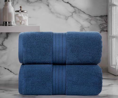 Bliss Casa Jumbo Bath Sheet 2-Pack — 35″×70″ Oversized Cotton Bath Sheets, Ultra-Soft & Highly Absorbent – Quick-Dry, Hotel-Quality & Durable - color: Navy, size: 2 Pack Bath Sheet