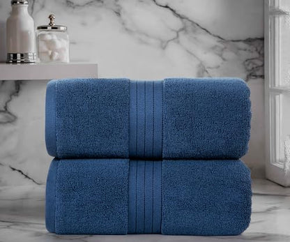 Bliss Casa Jumbo Bath Sheet 2-Pack — 35″×70″ Oversized Cotton Bath Sheets, Ultra-Soft & Highly Absorbent – Quick-Dry, Hotel-Quality & Durable - color: Navy, size: 2 Pack Bath Sheet